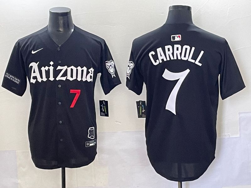Men 2025 Arizona Diamondback #7 Carroll Black Five generations Joint Name Nike MLB Jersey style 5->arizona diamondback->MLB Jersey